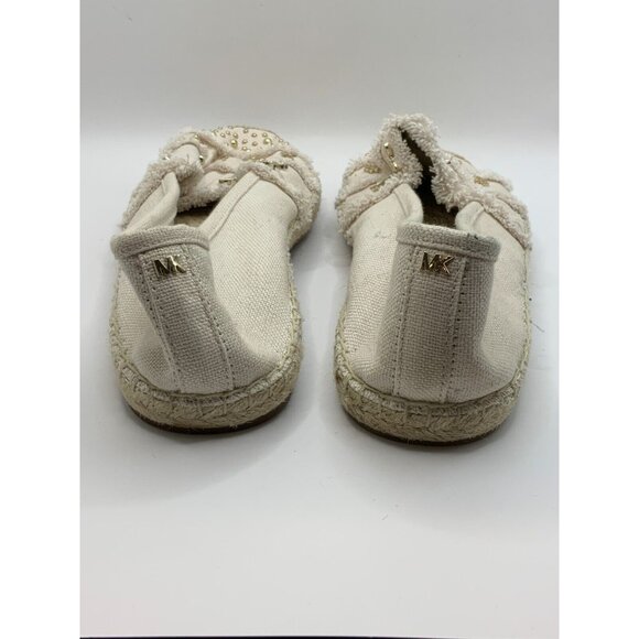 Michael Kors Tan Canvas Espadrilles Flats w/ Butterly & Floral Studs, Size 9.5 - Picture 8 of 9